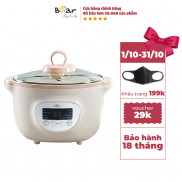 [Tặng khẩu trang 199K] Nồi Hầm, Nấu Cháo Chậm Bear Tự động Hẹn Giờ Thông Minh Chính hãng bản quốc tế, Có lồng hấp 1.6L